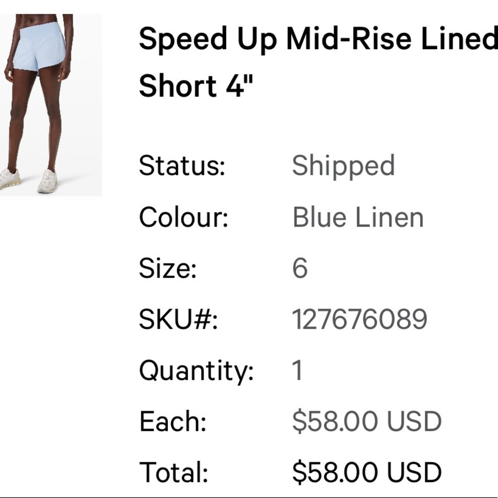 Lululemon Speed Up Short 4”